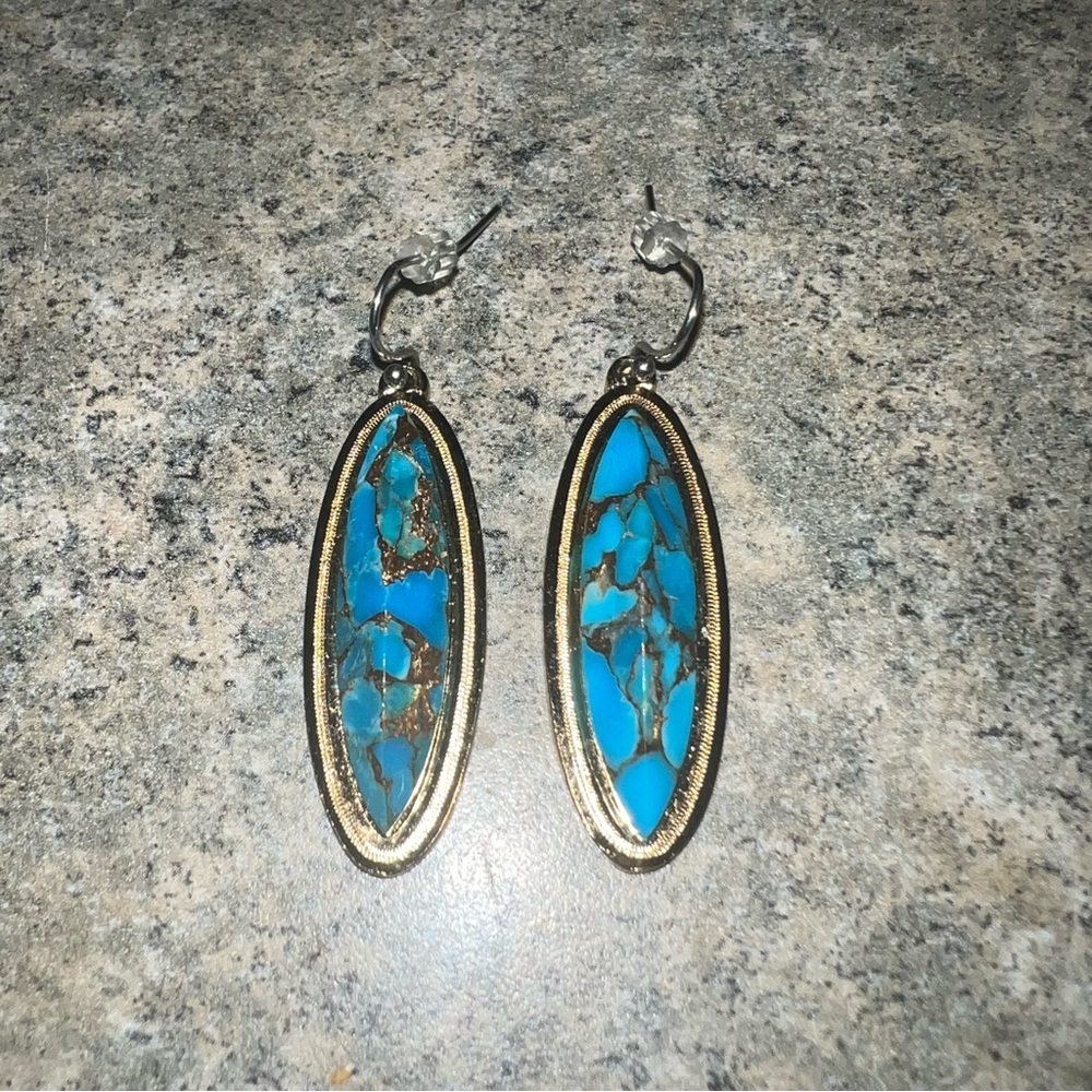 MONTANA SILVERSMITHS EARRINGS TURQUOISE STYLE WUTH GOKD BACK DETAIL